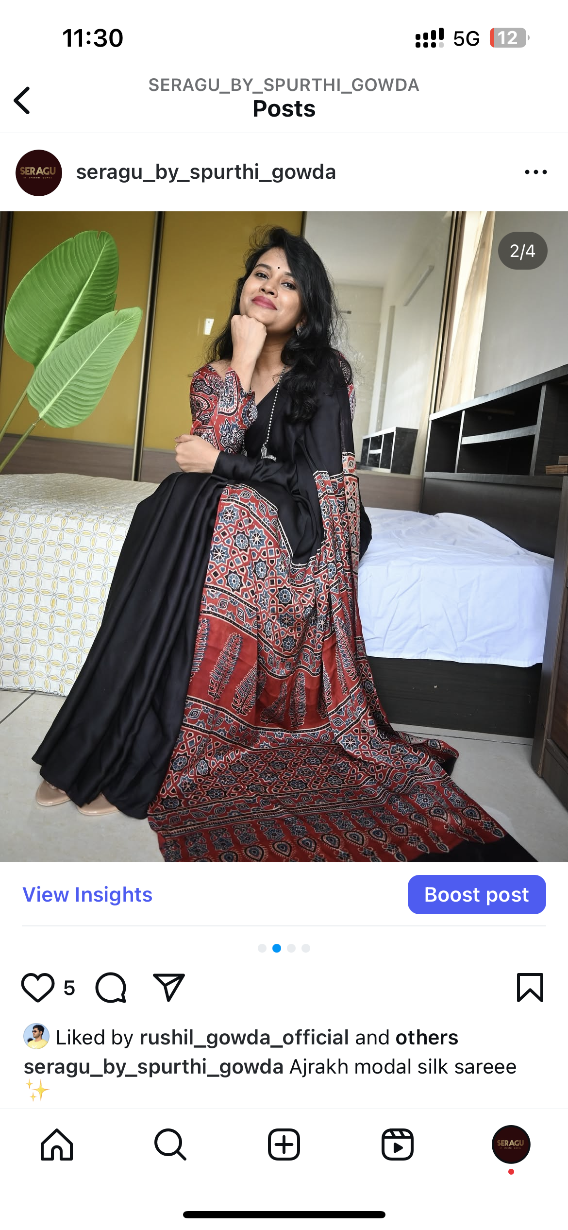 Ajrakh modal silk saree