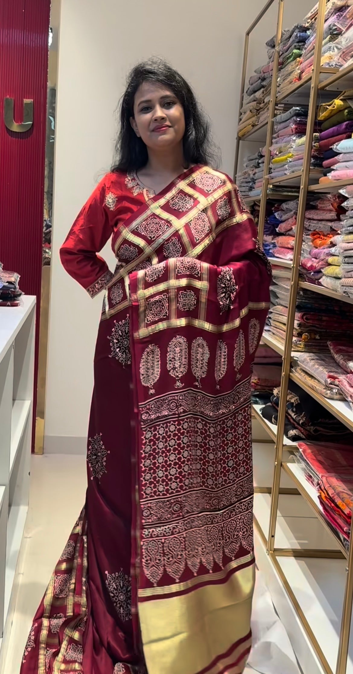 Maroon Pure modal silk saree