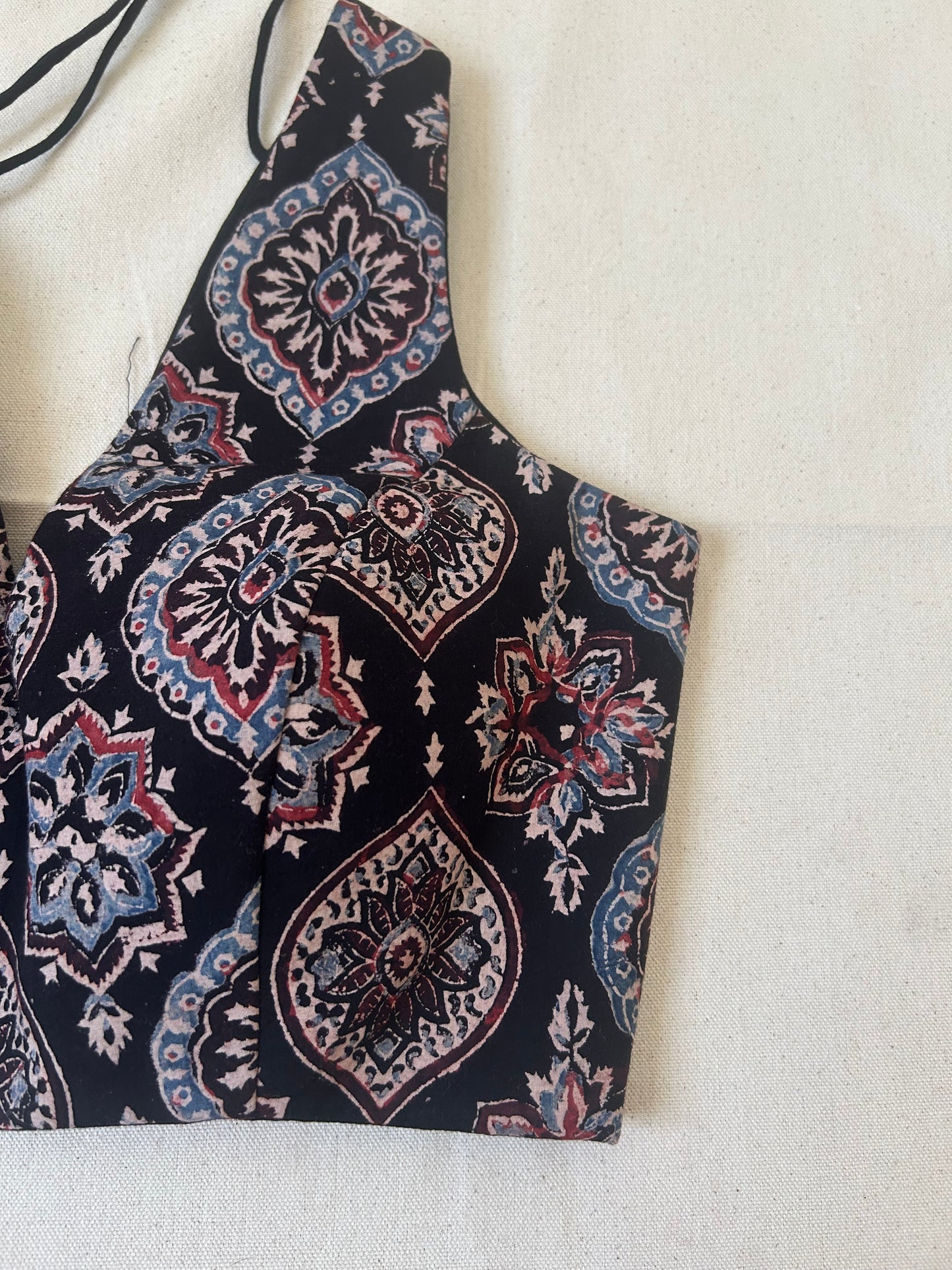 Black ajrakh cotton blouse