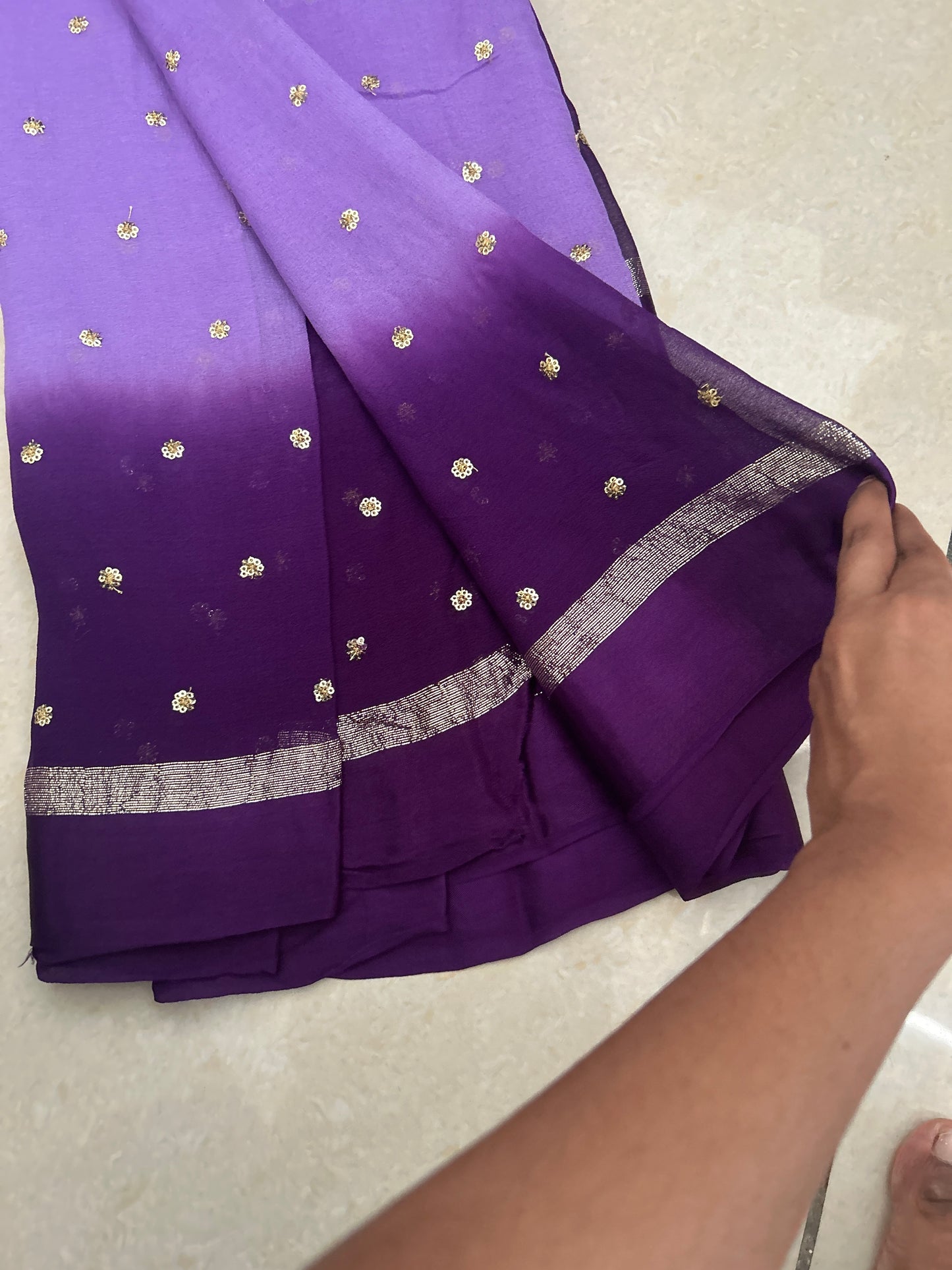 Purple Viscose georgette saree