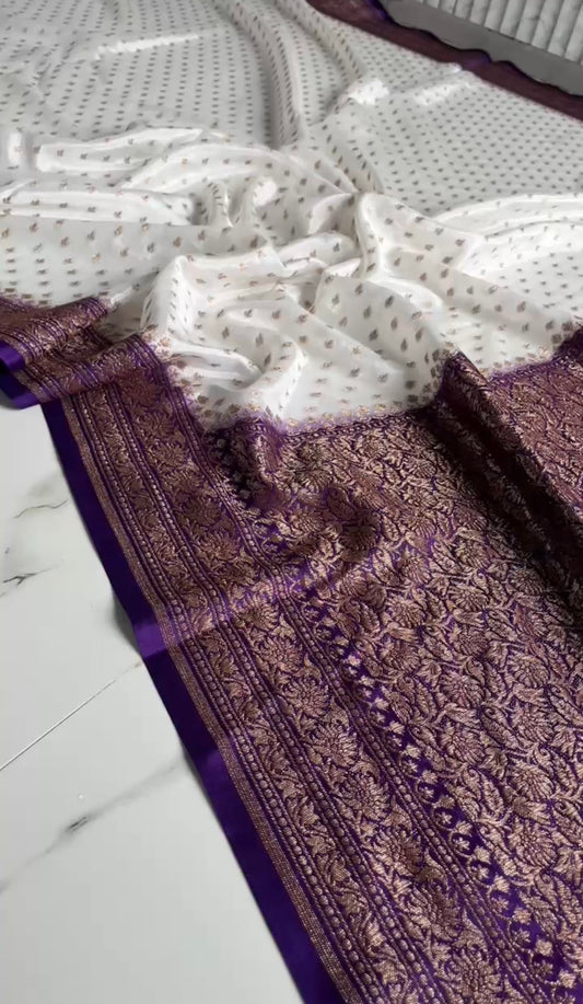 Pure Crepe chiffon banarasi saree