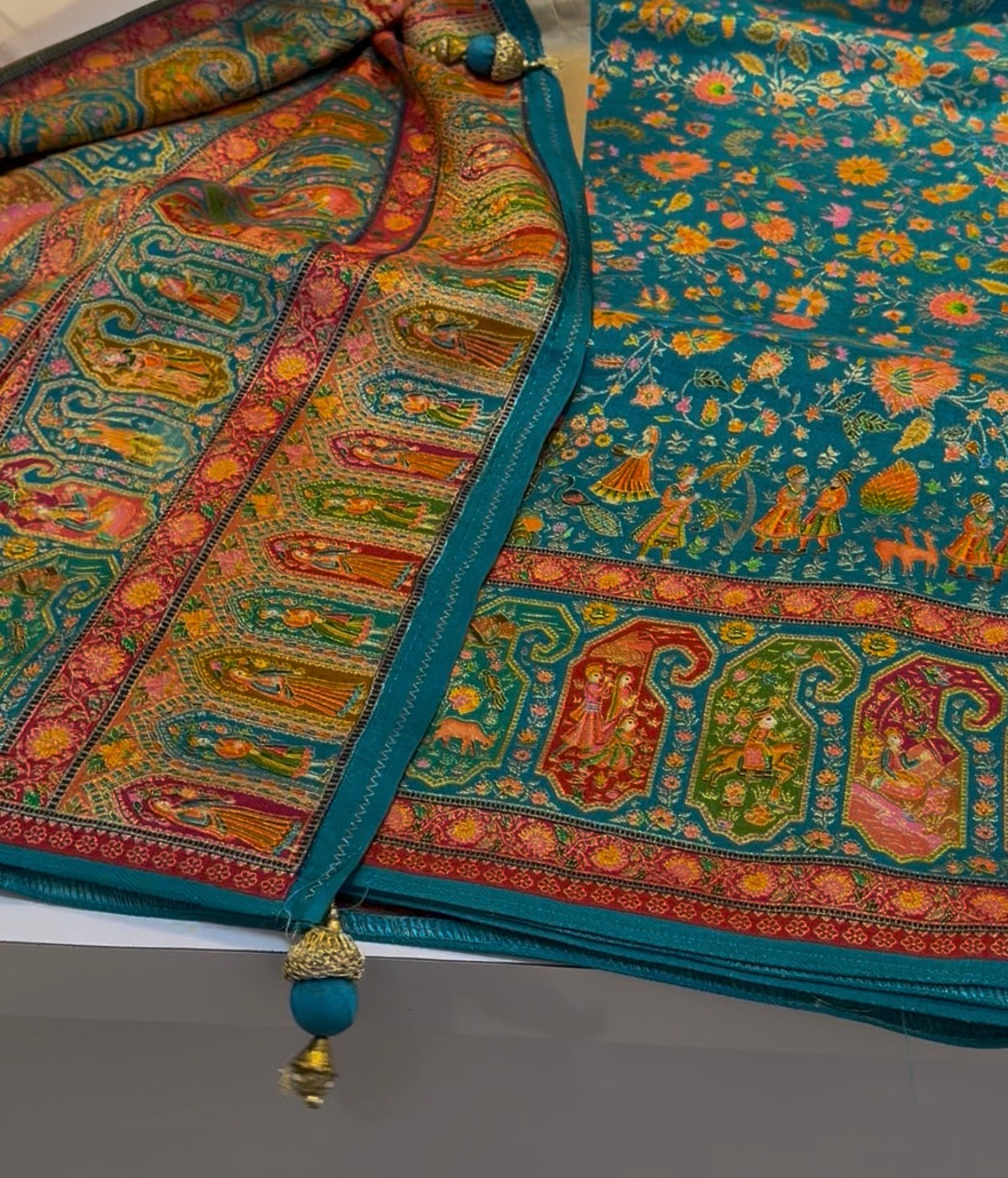 Blue Pure Pashmina Banarasi Saree