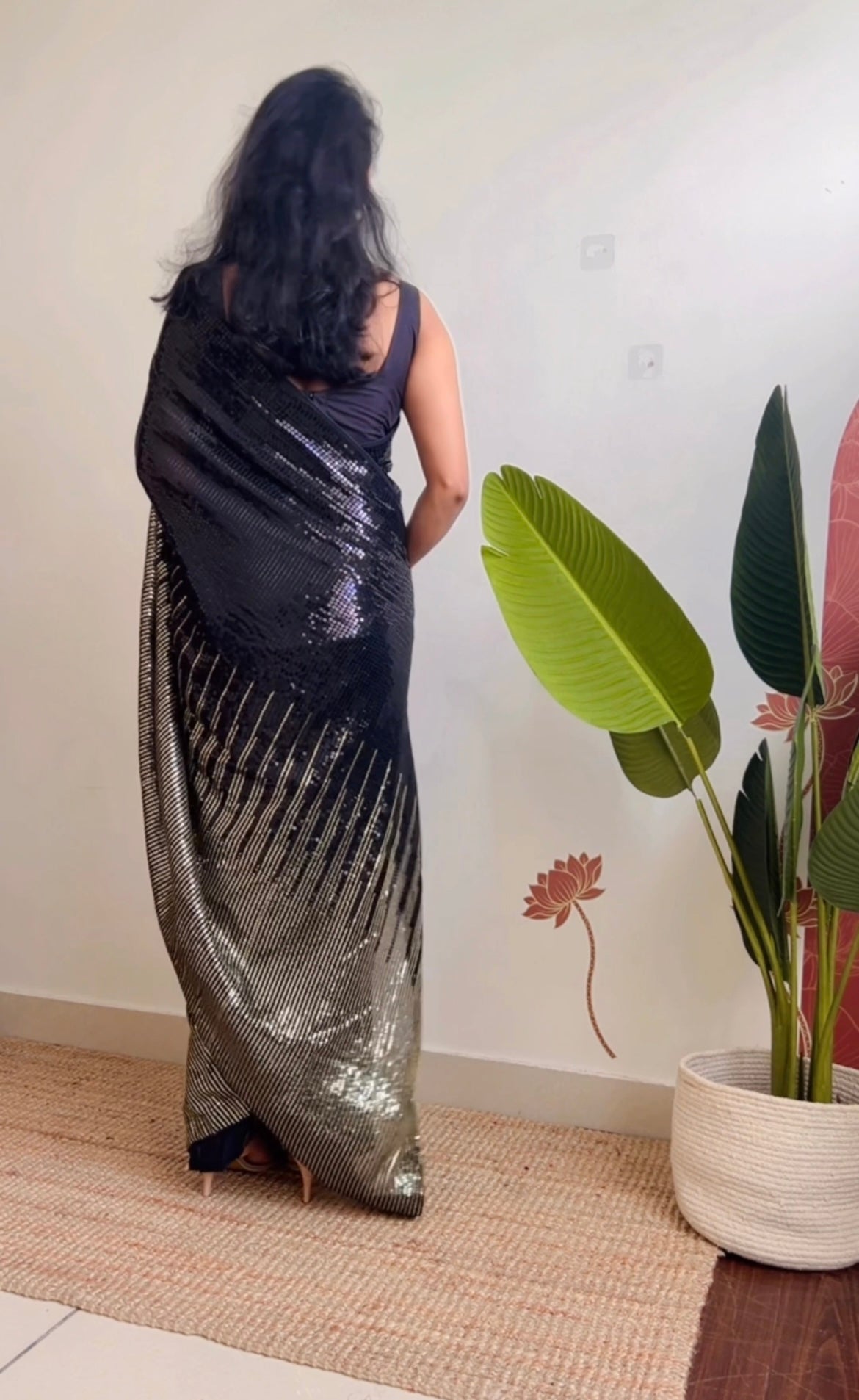Black party wear saree