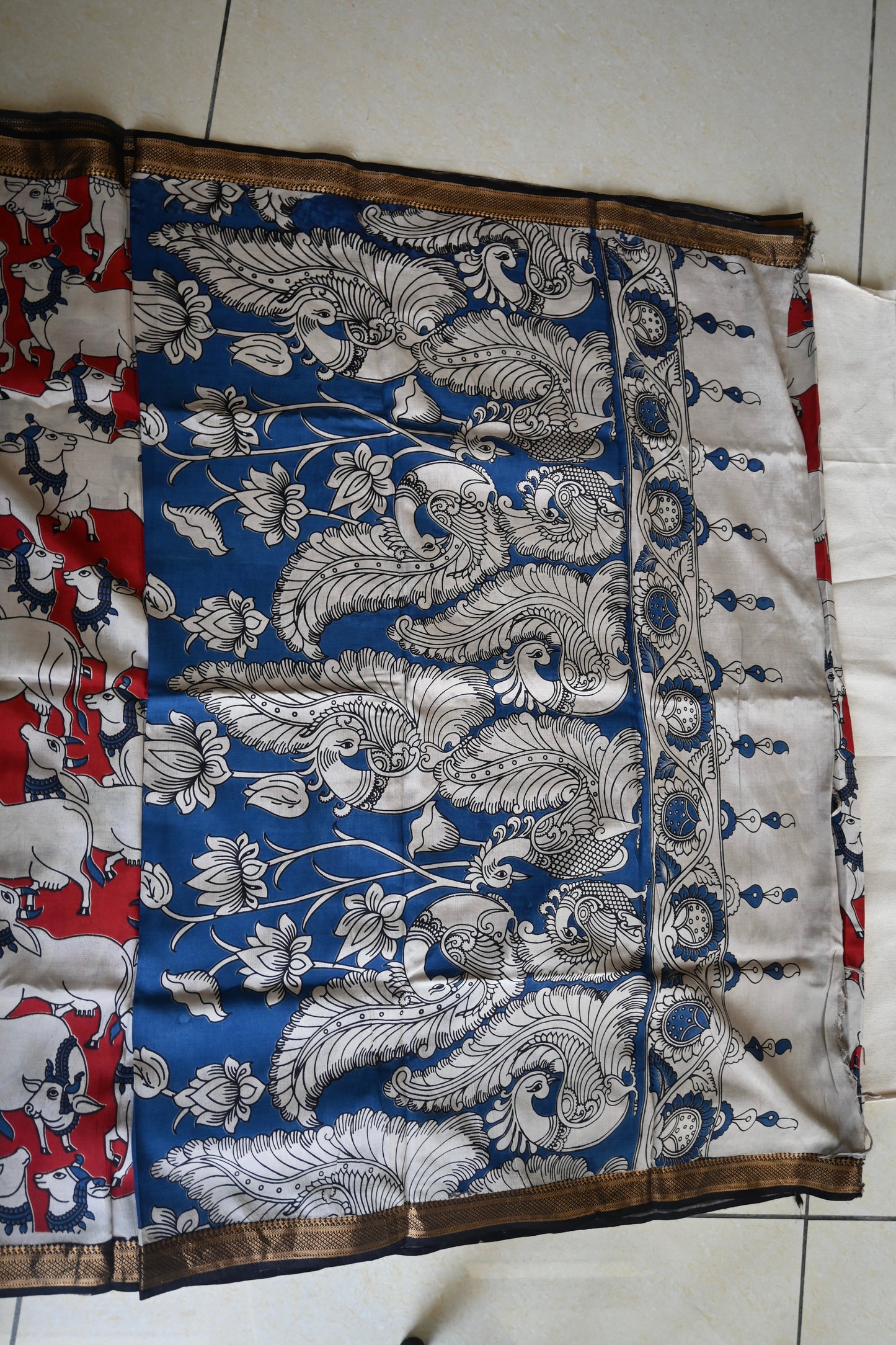 Kalamkari Chennur Silk Saree with Nizam Border