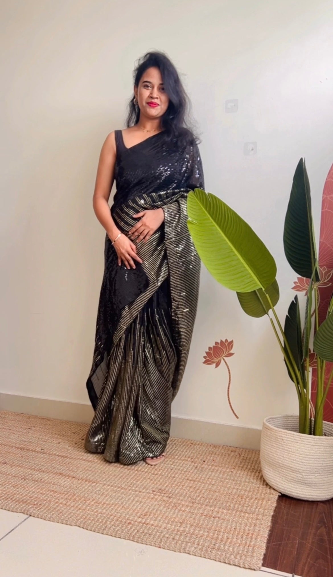 Black party wear saree