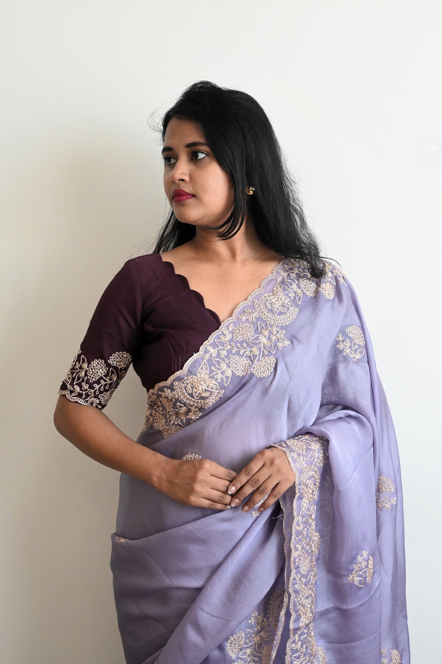 Soft malik silk with havy coding work
