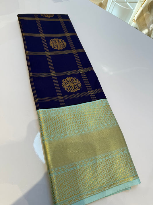 Blue Semi Kanchi Silk Saree