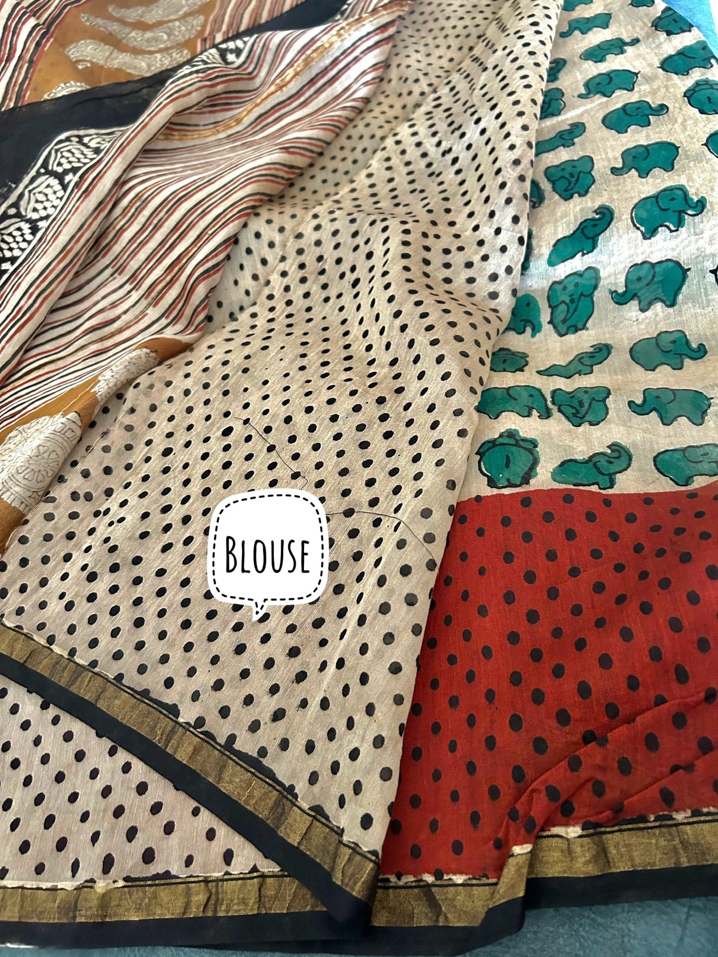Maheshwari silk cotton hand block print saree