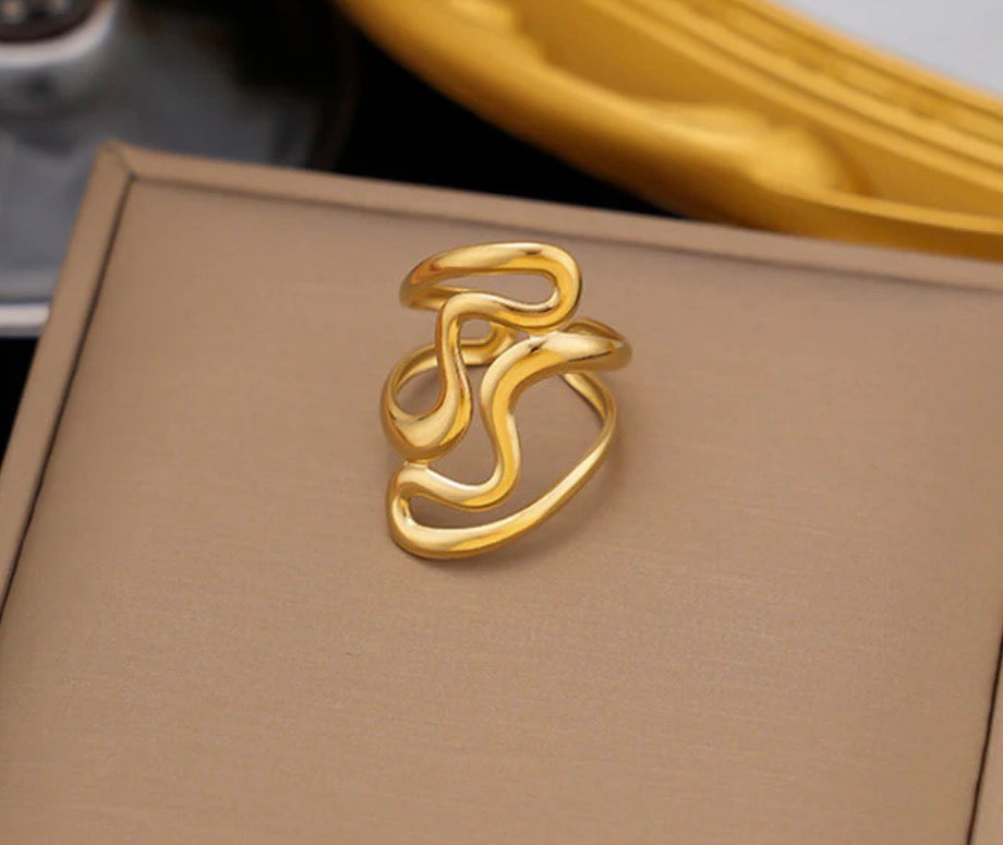 Anti Tarnish Irregular Contemporary Adjustable Ring