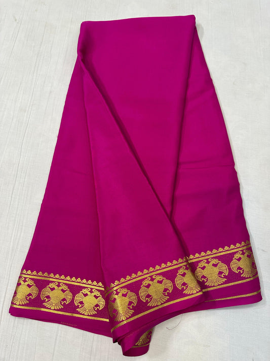 130 gsm: Gandabherunda Pure Mysore Silk Saree