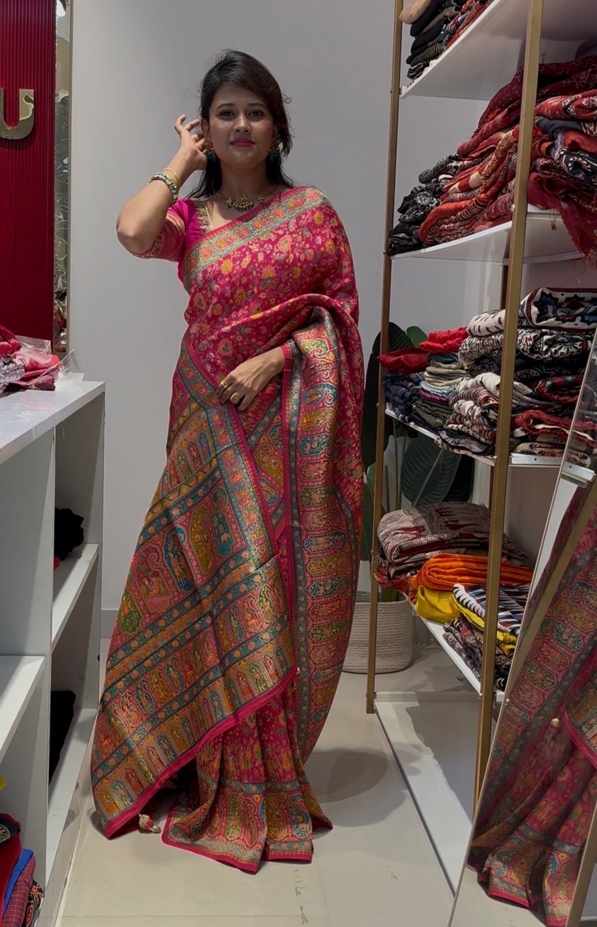 Pink Pure Pashmina Banarasi Saree