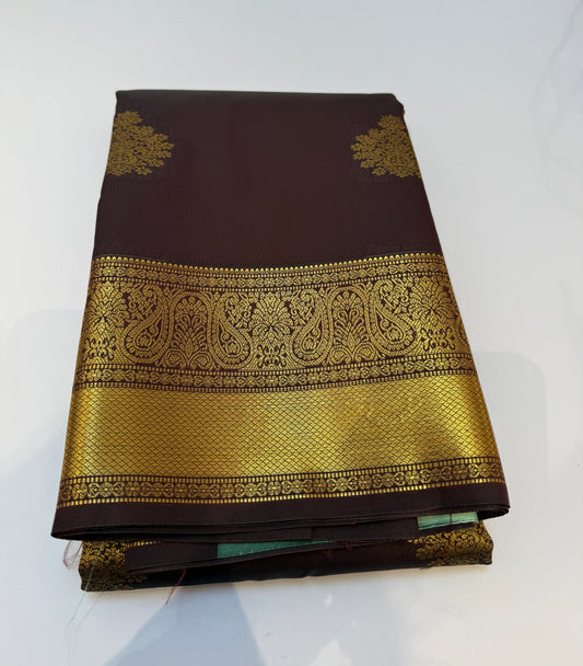 Brown Semi Kanchi Silk Saree