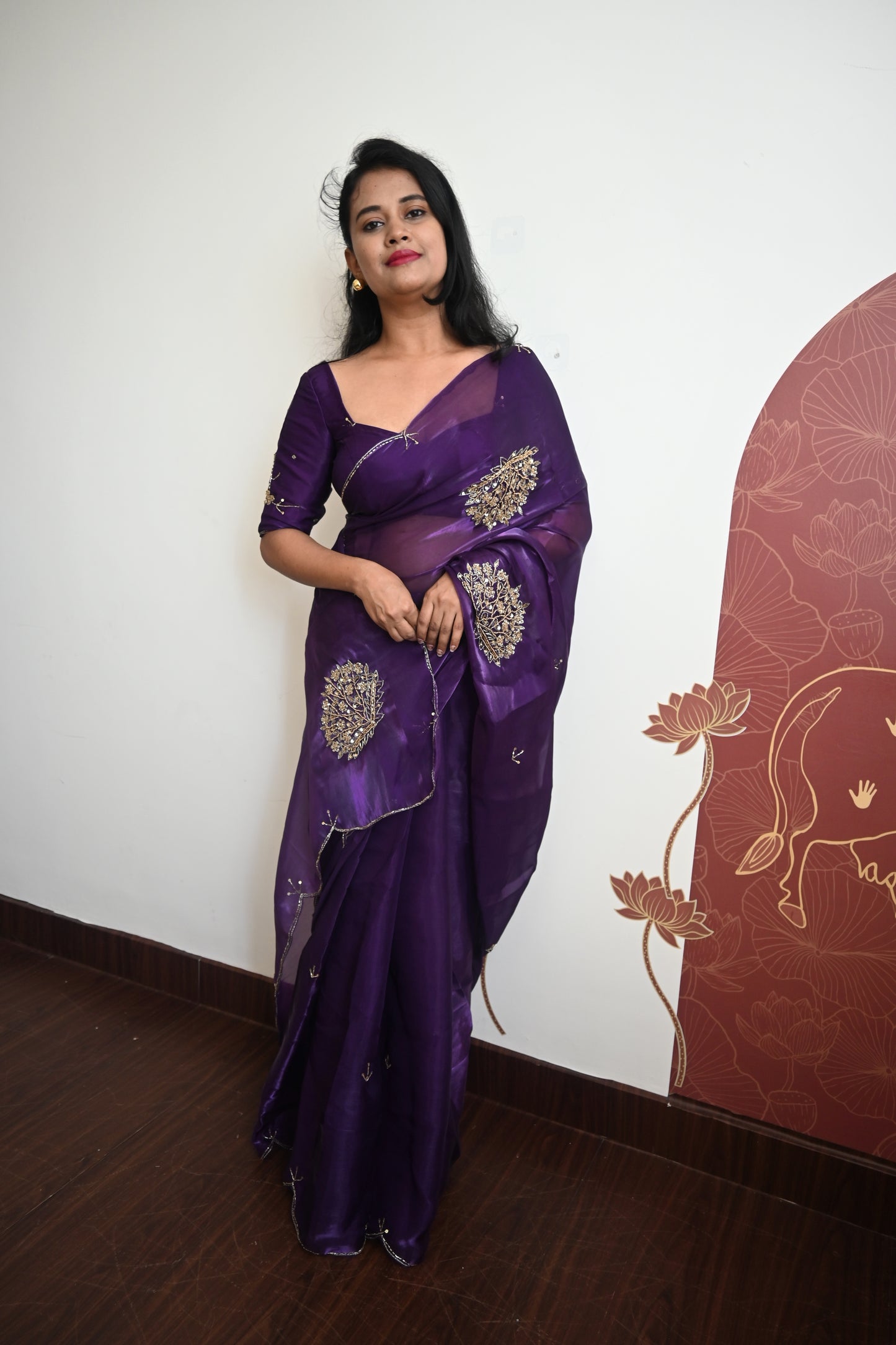 Designer hand work party wear saree
