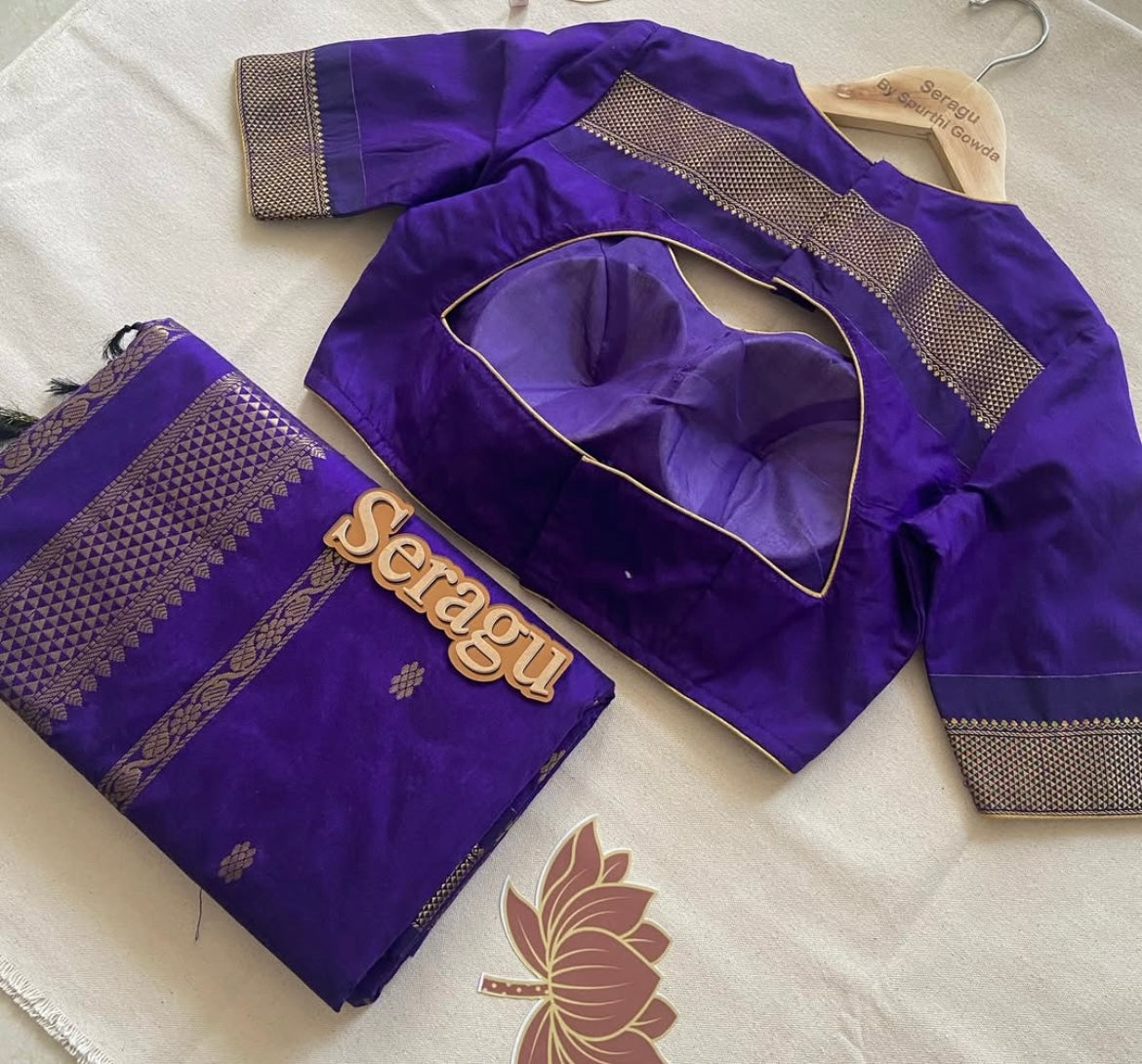 Silk Cotton Saree With Stitched Blouse