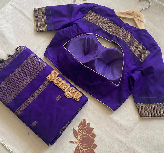 Silk Cotton Saree With Stitched Blouse