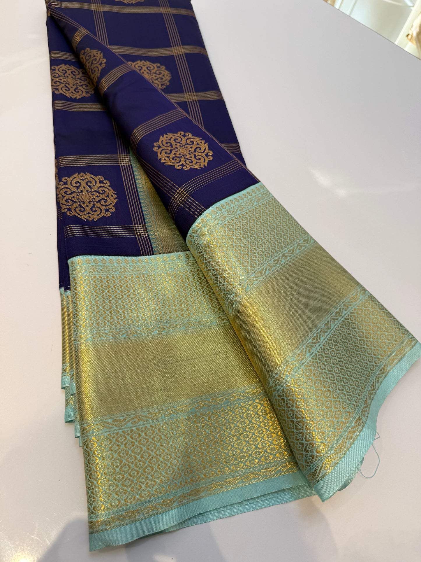 Blue Semi Kanchi Silk Saree