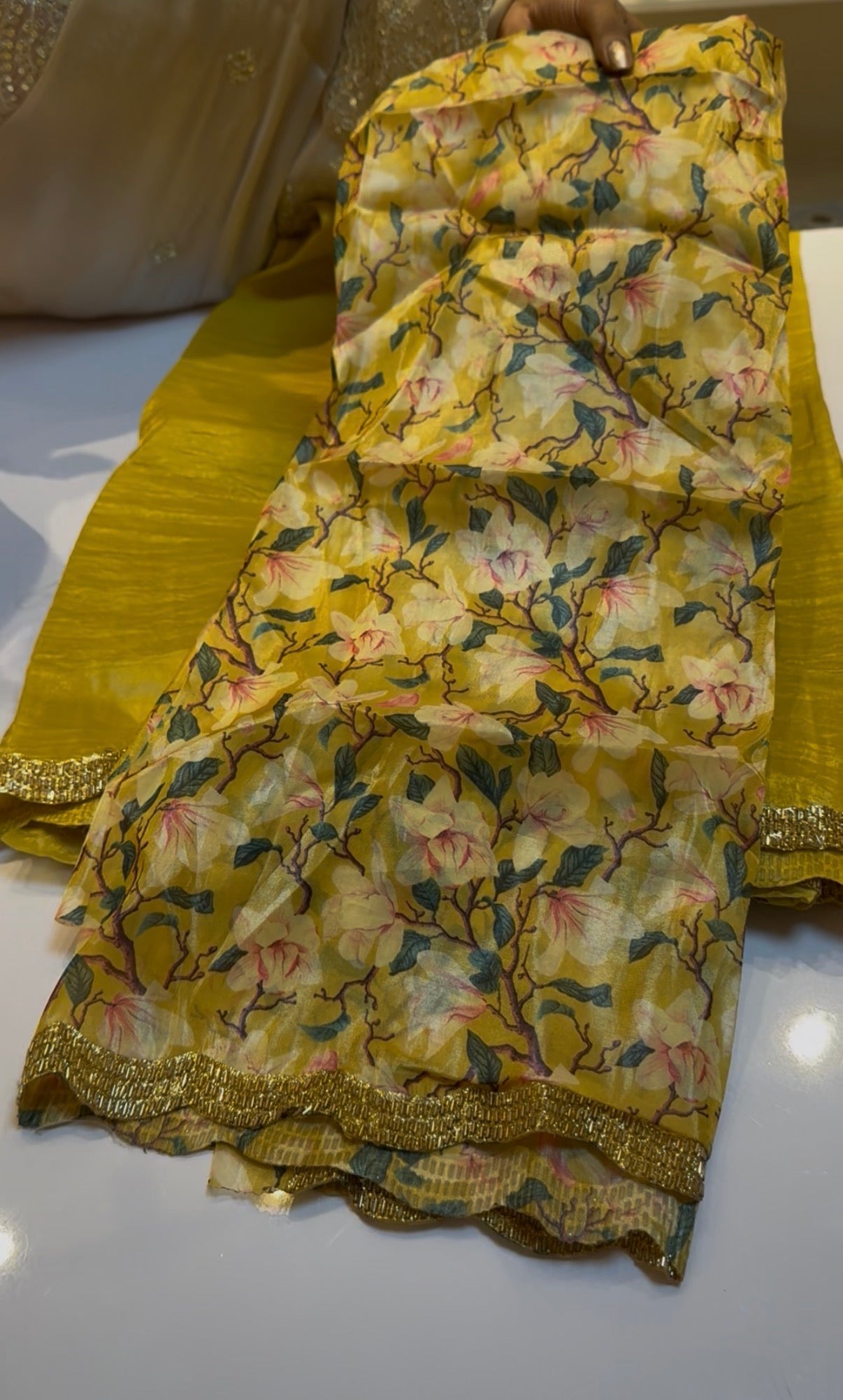 Yellow designer saree