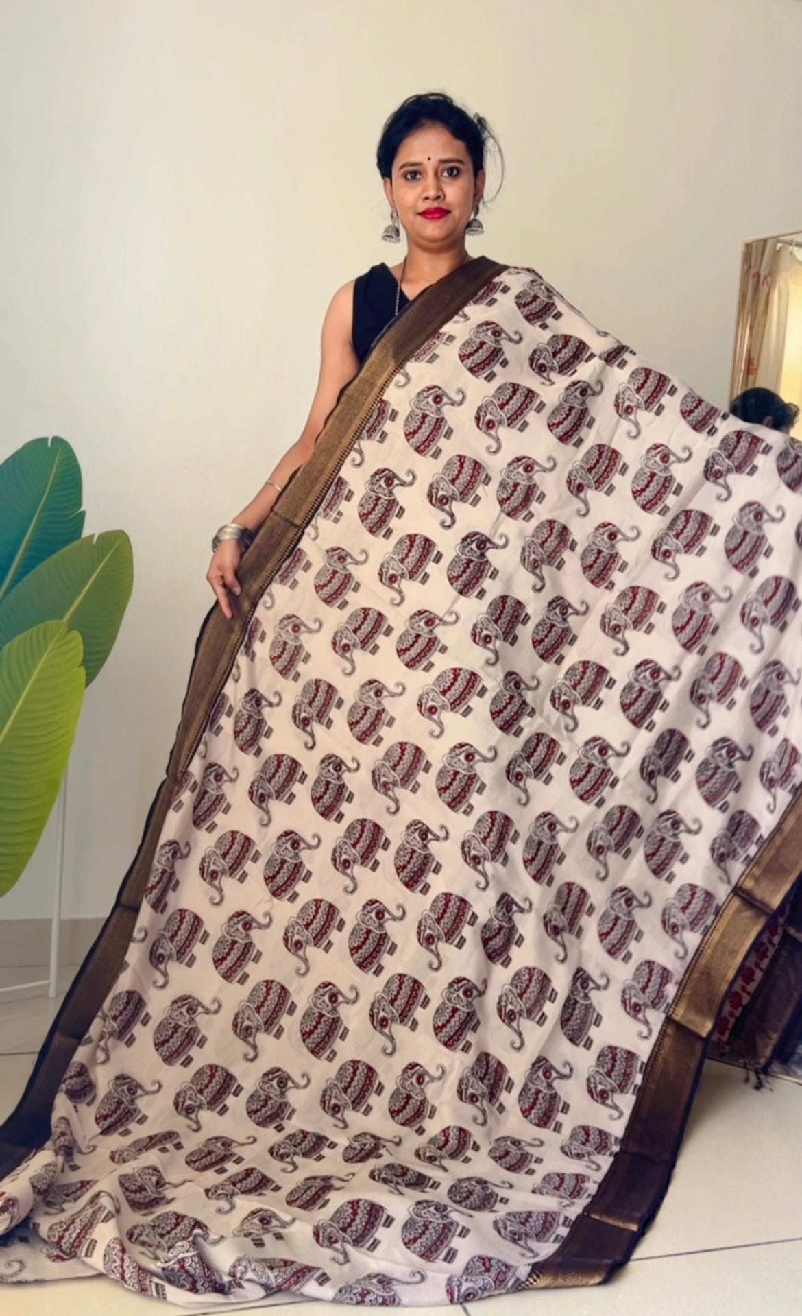 Kalamkari chennur silk saree with nizam border