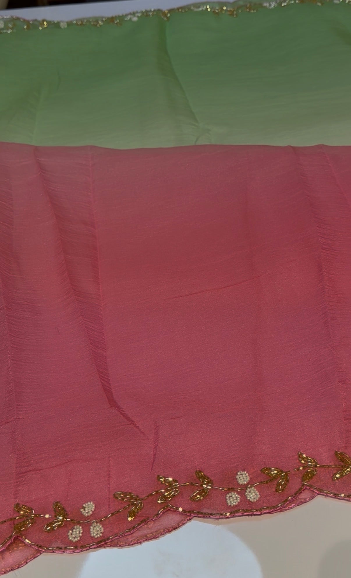 Candy Crush Pink With Pista Green saree