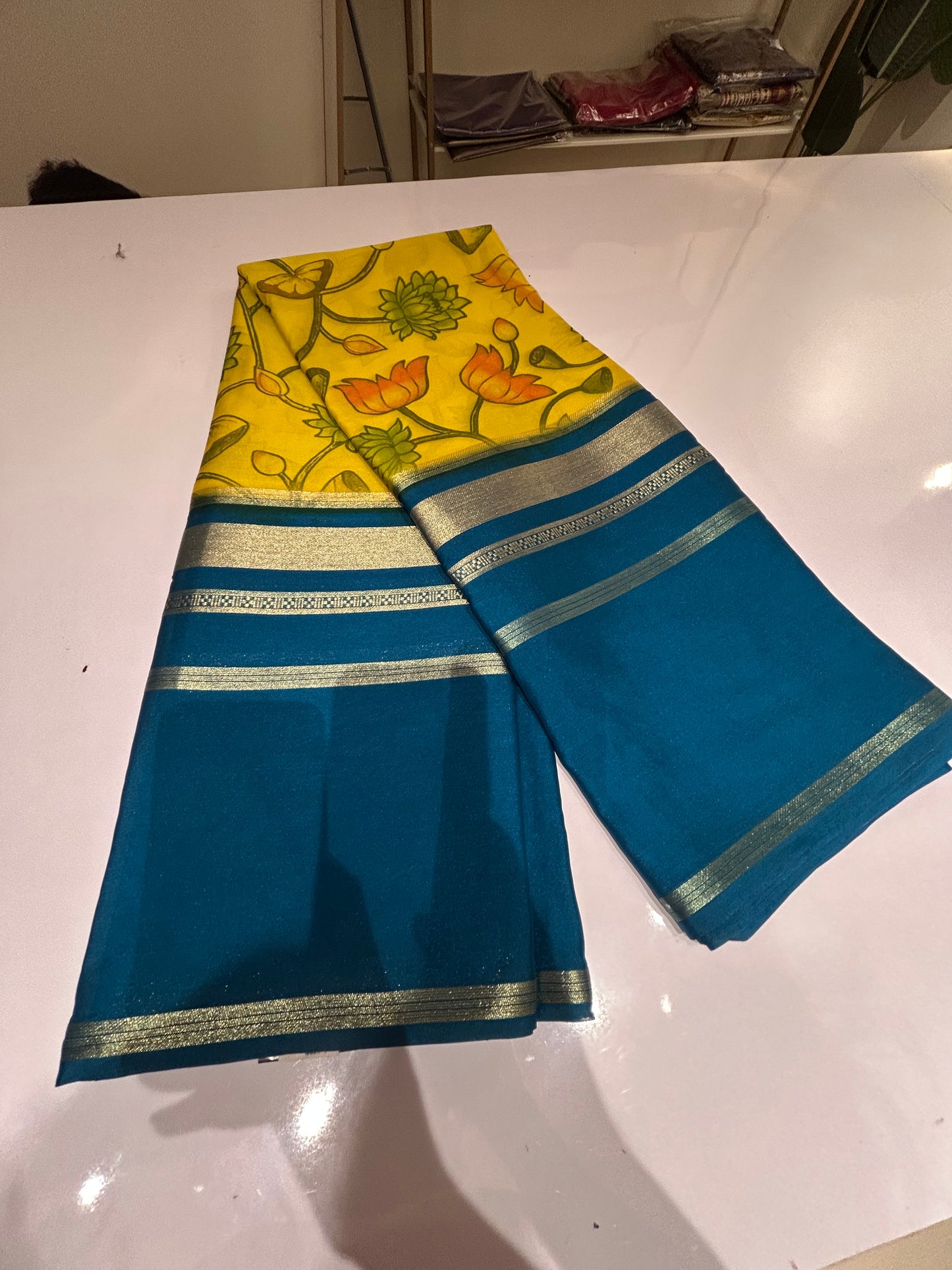 Mysore semi crepe digital print sarees