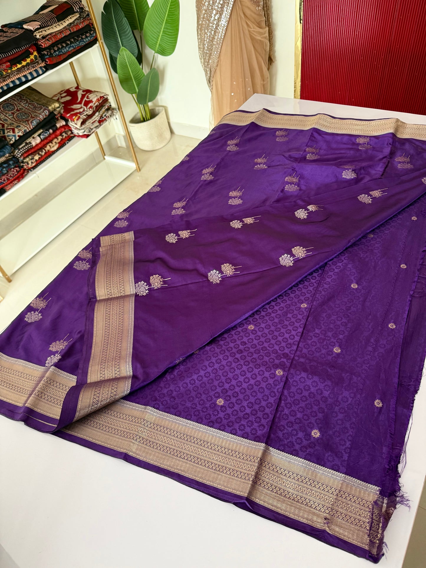 Purple Soft Banarasi Saree
