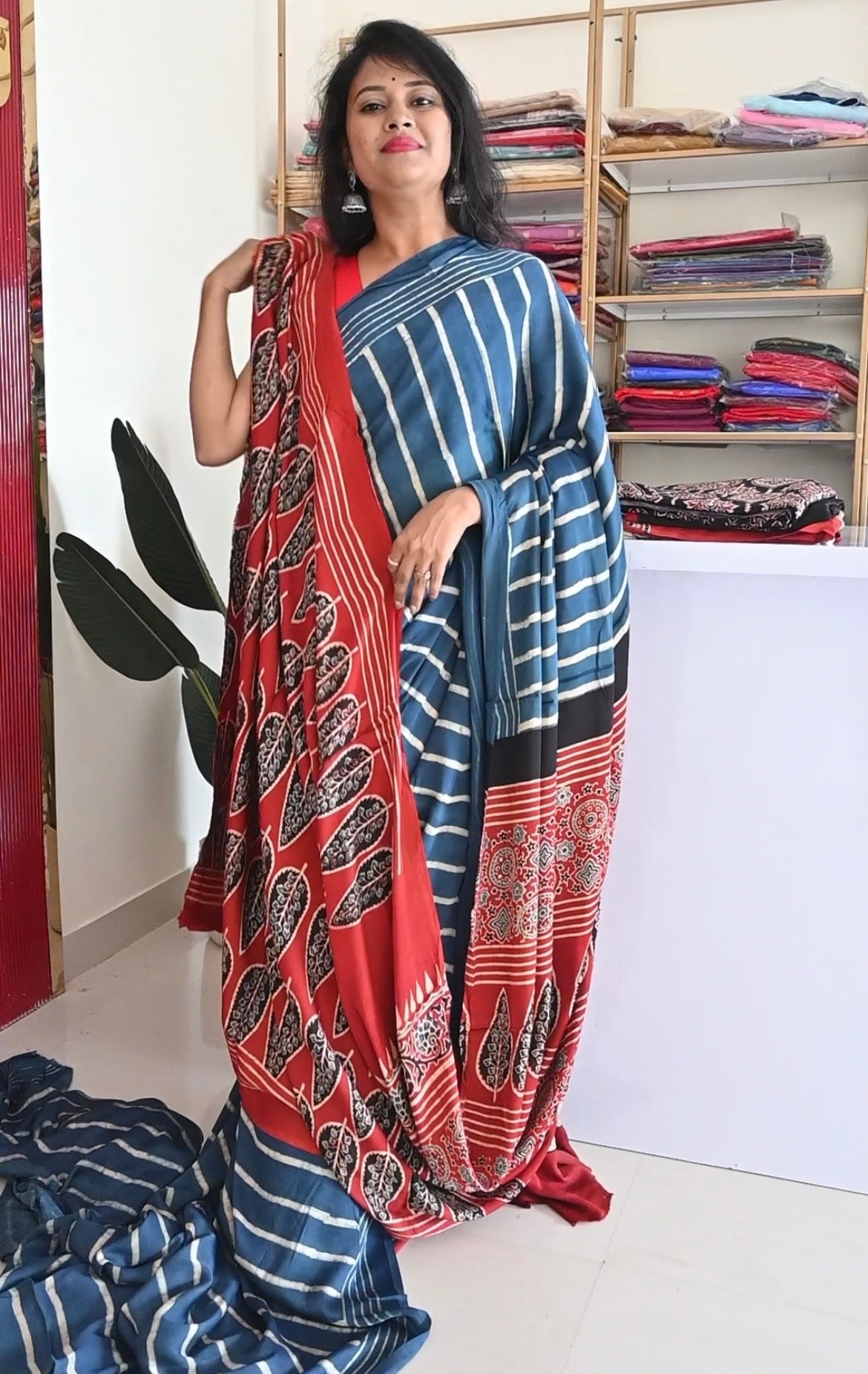 Blue Pure Ahrakh Modal Silk Saree