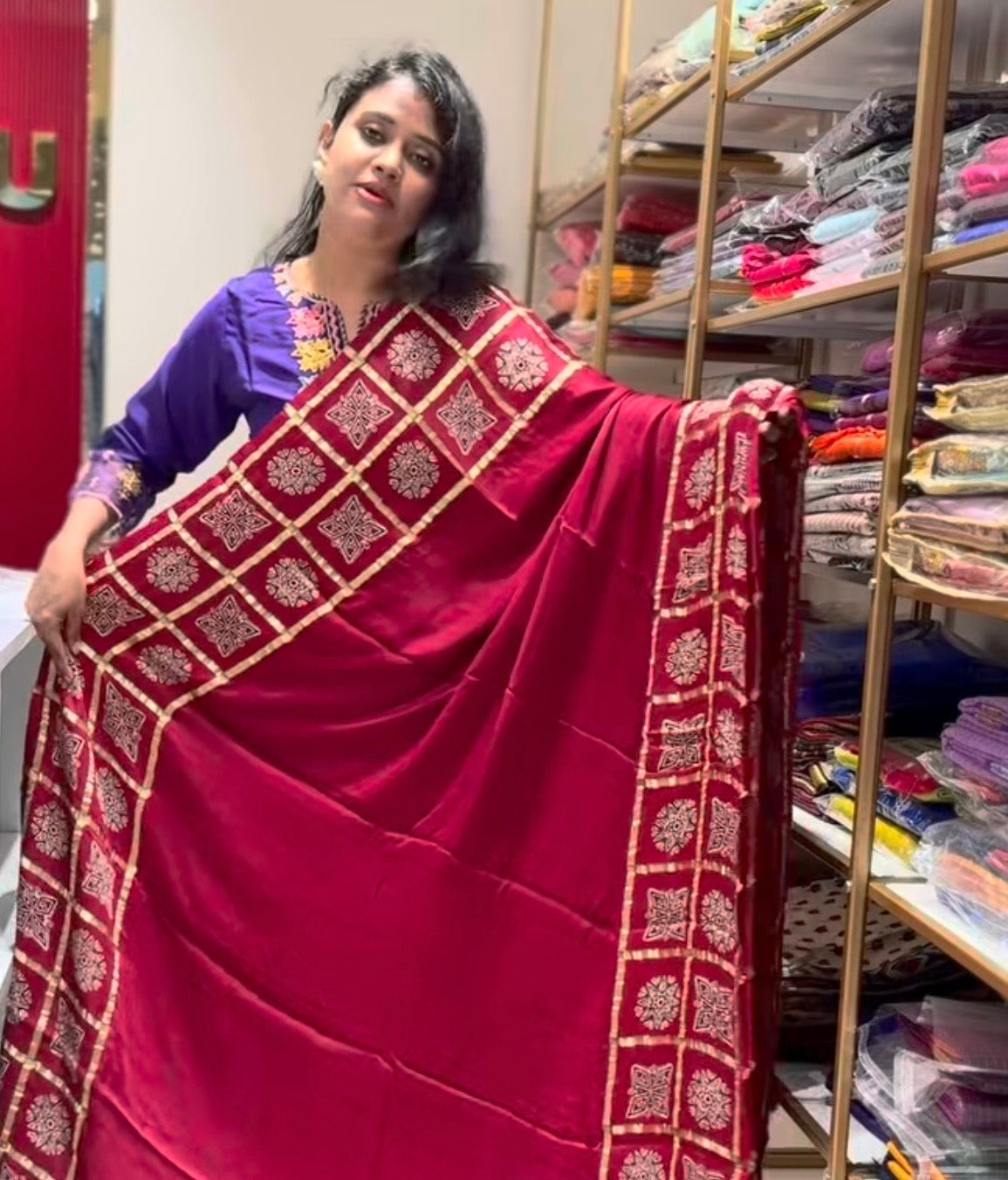 Maroon Pure modal silk saree