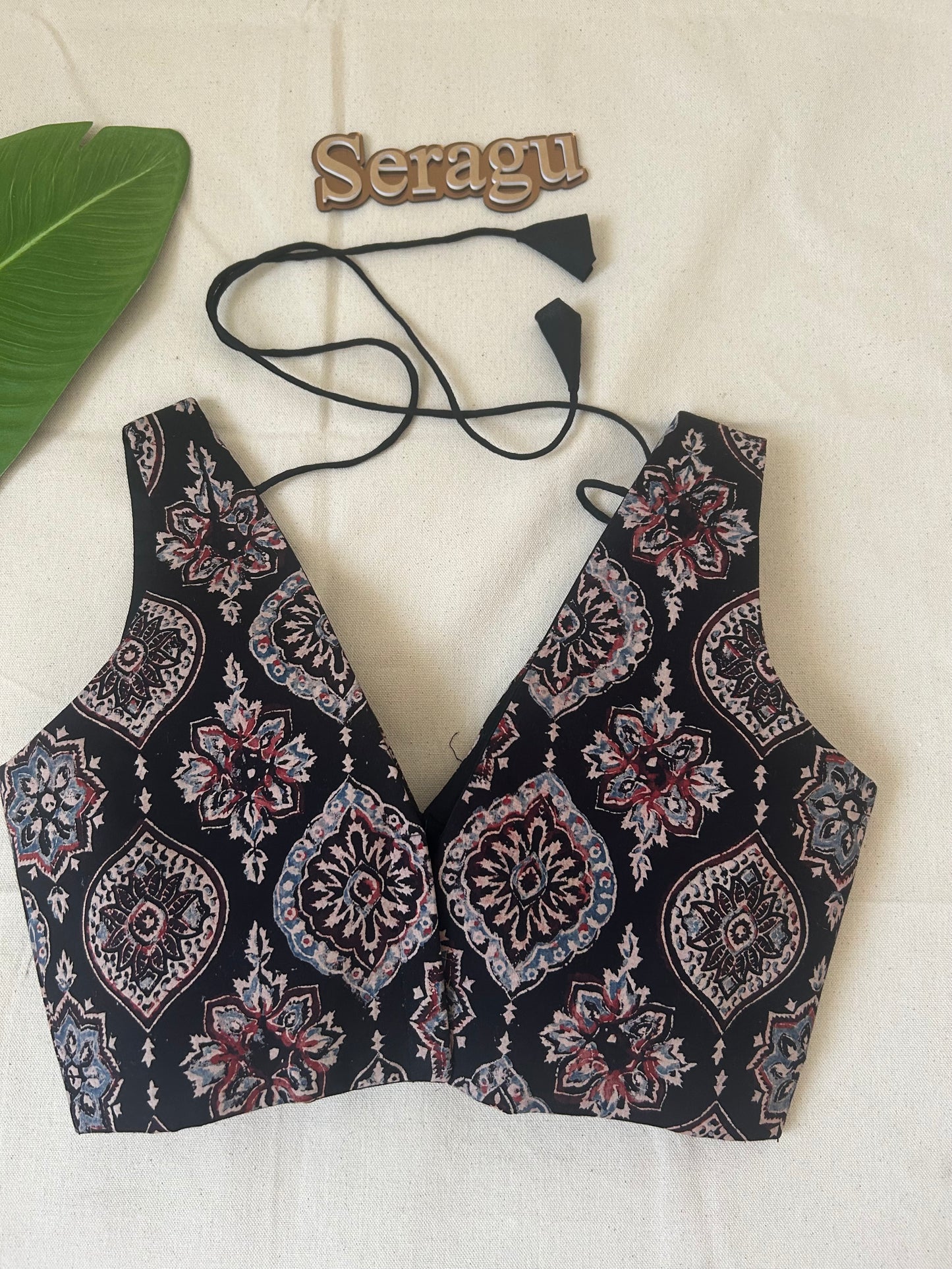 Black ajrakh cotton blouse