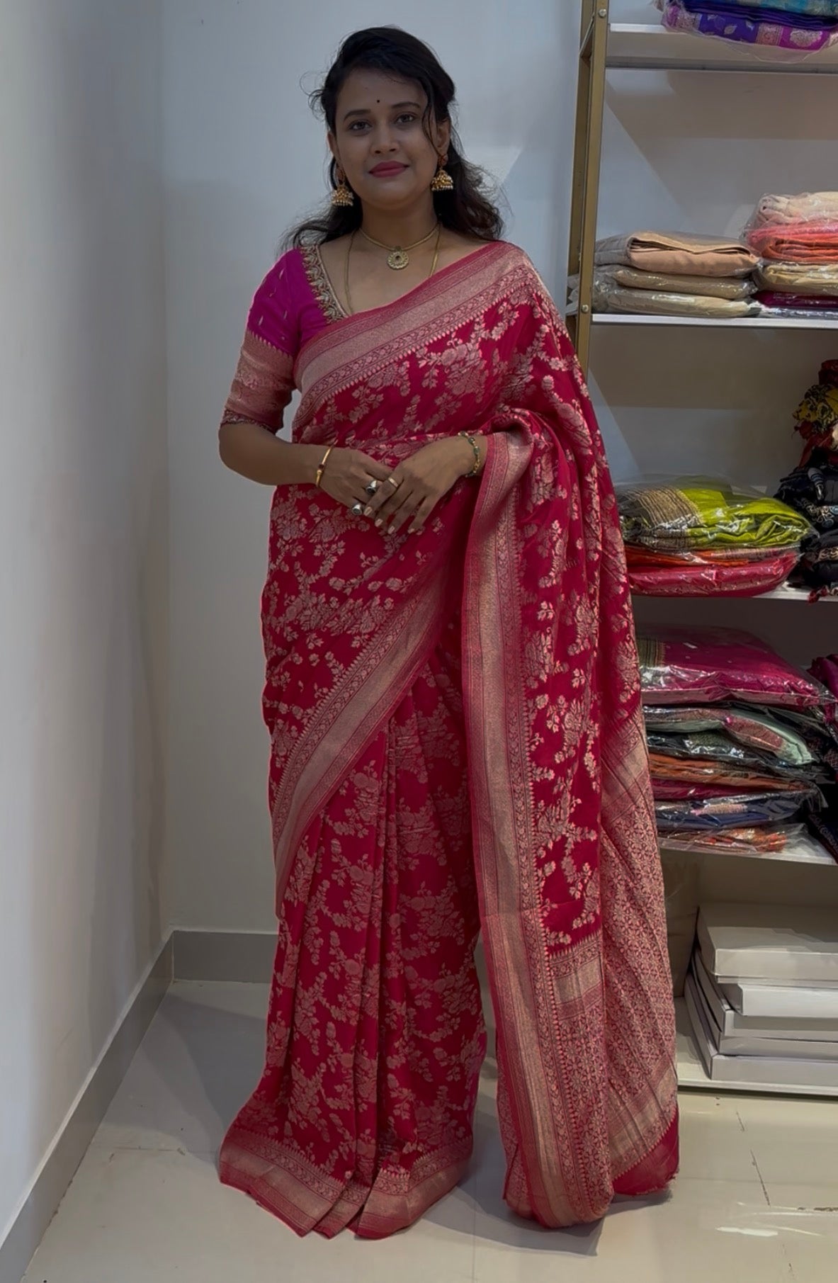 Pink Georgette Saree (georgette2100)