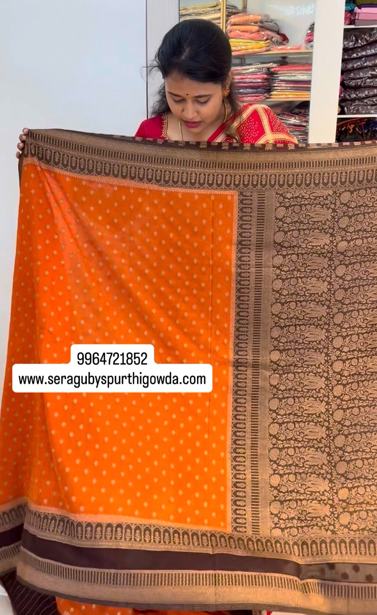 Rust orange with brown georgette saree(SS2200)