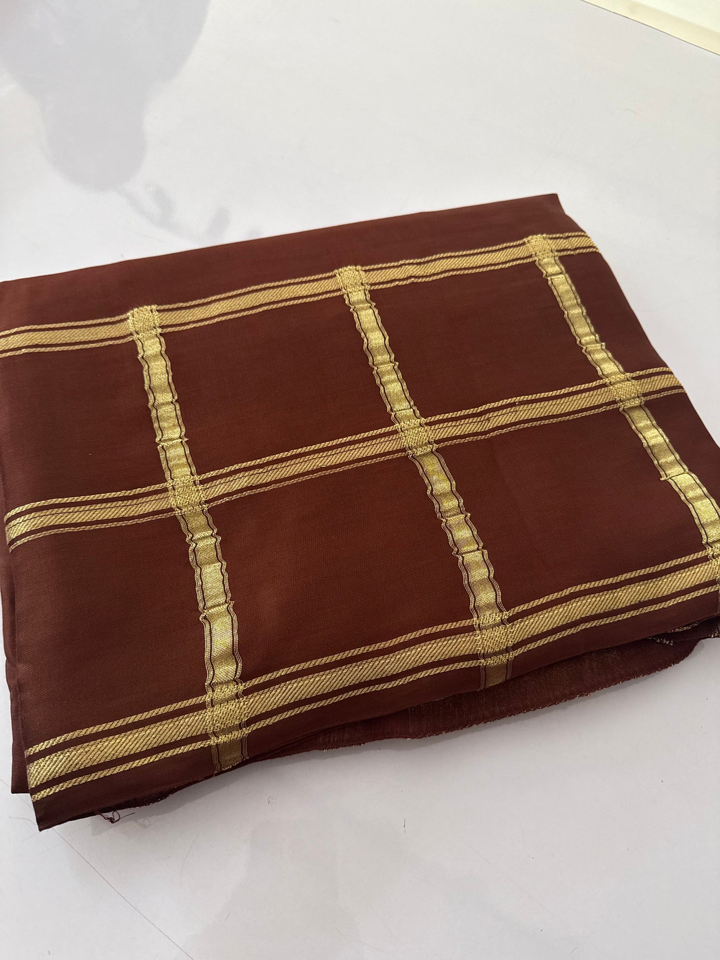 Chocolate brown Pure modal silk saree (modalzari)