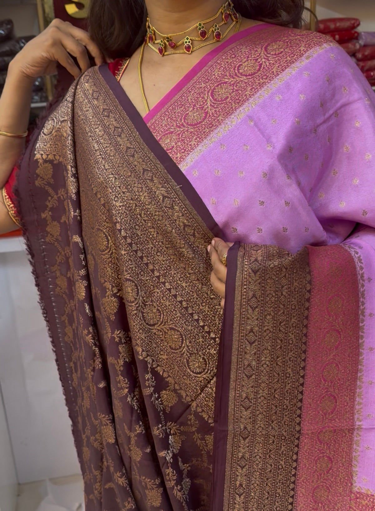 Pure Crepe chiffon konia design banarasi saree (SBSG3DC95)