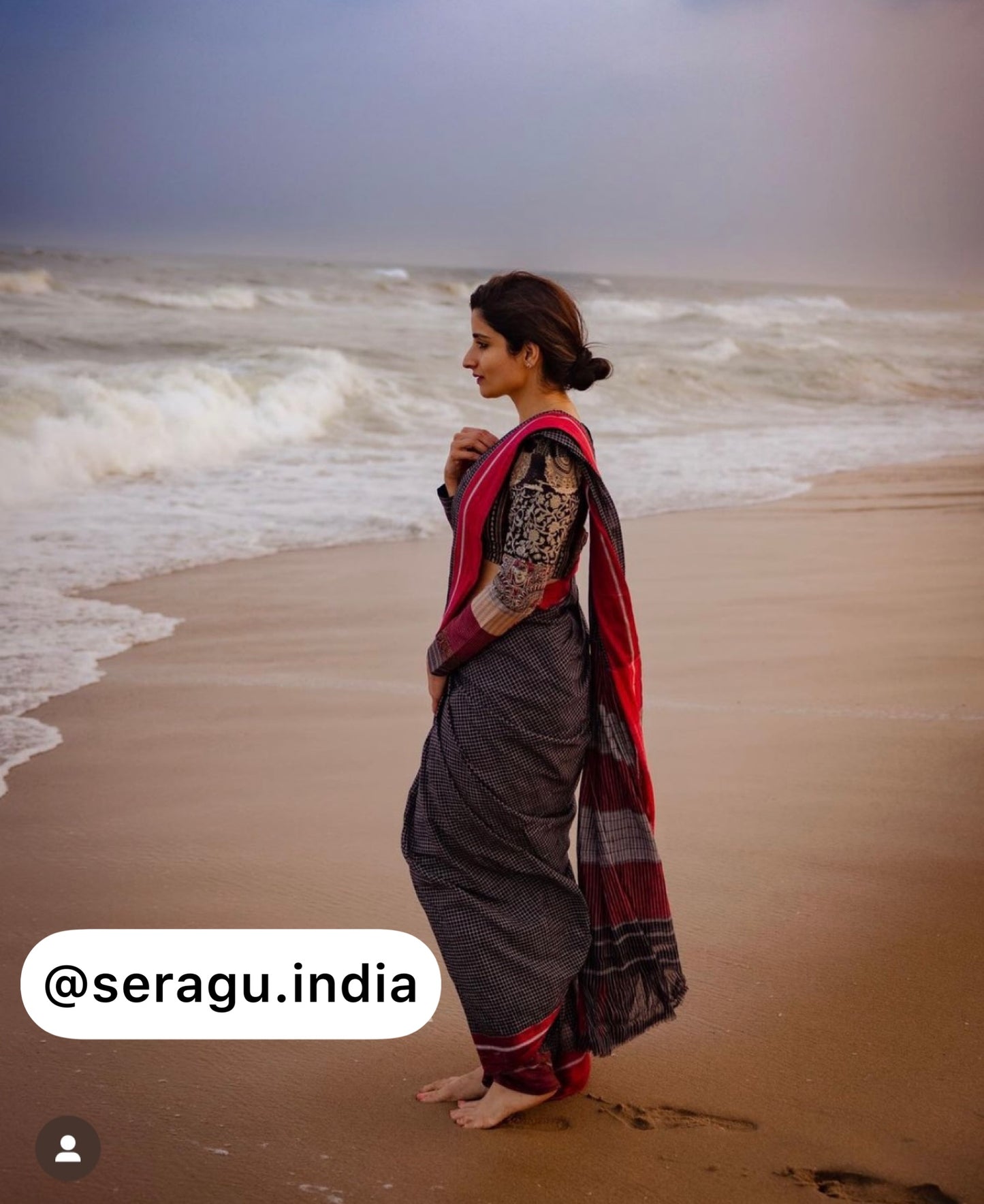 Red and Black Patteda Anchu Saree
