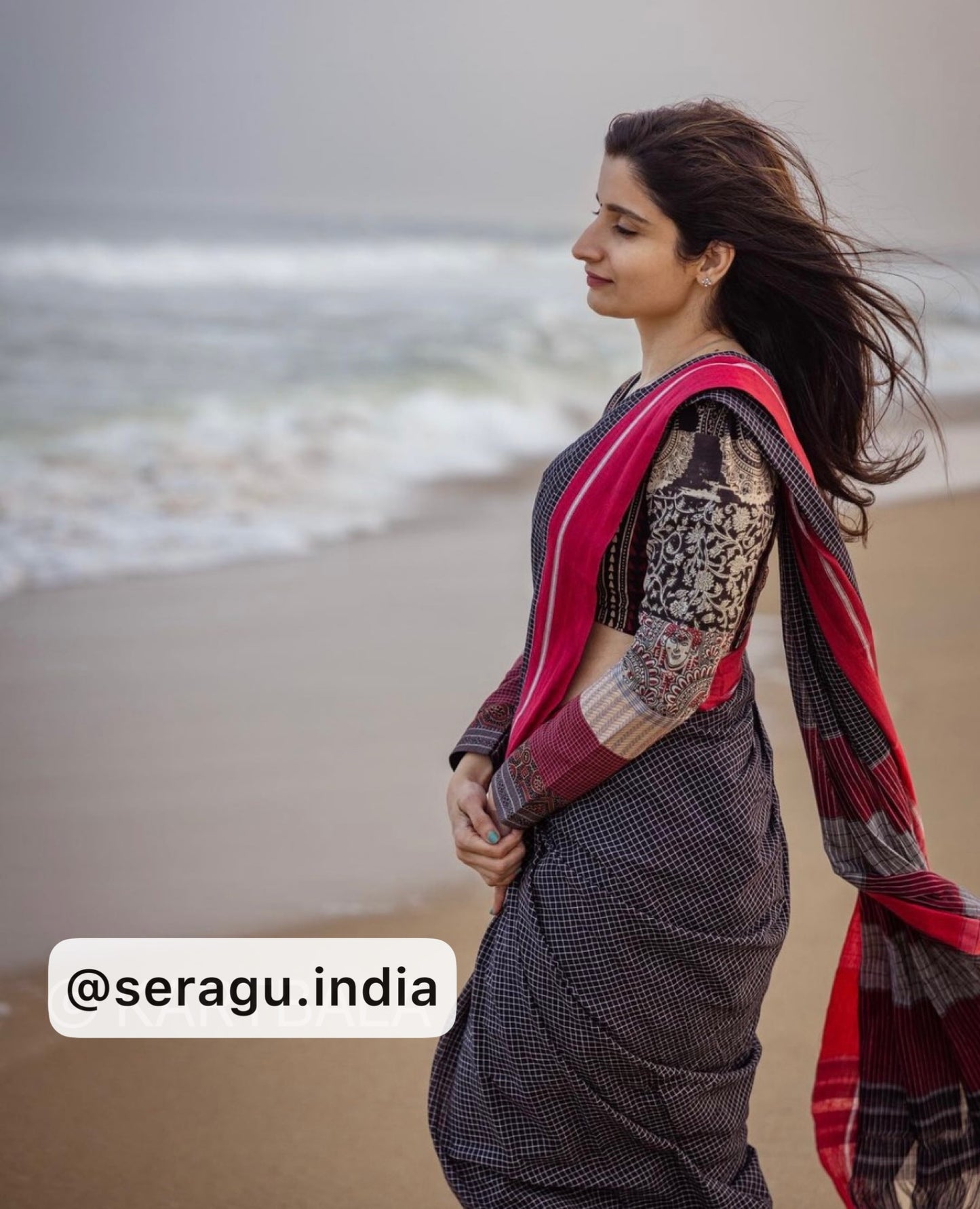 Red and Black Patteda Anchu Saree