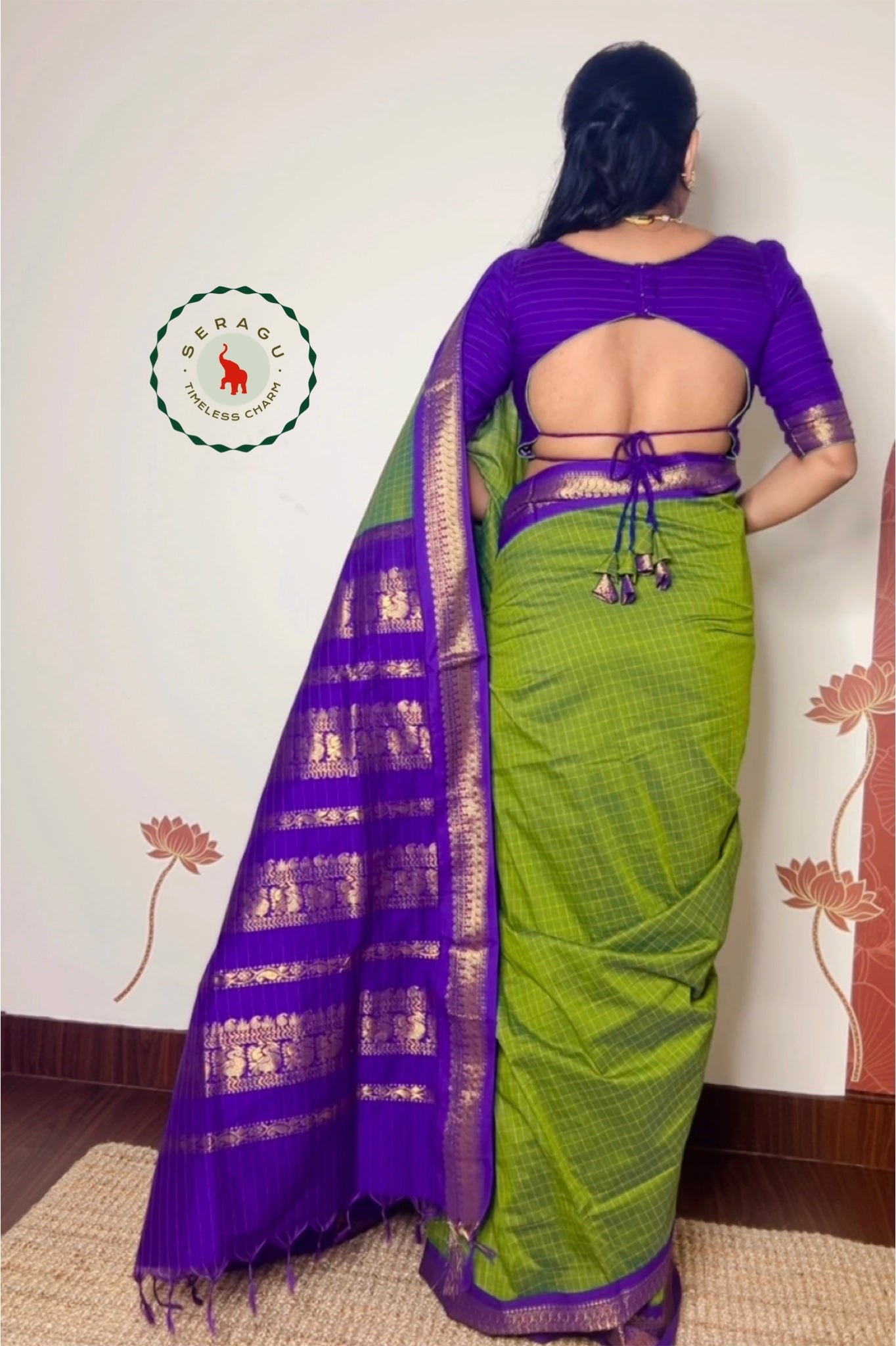 Parrot Green Silk Cotton Saree