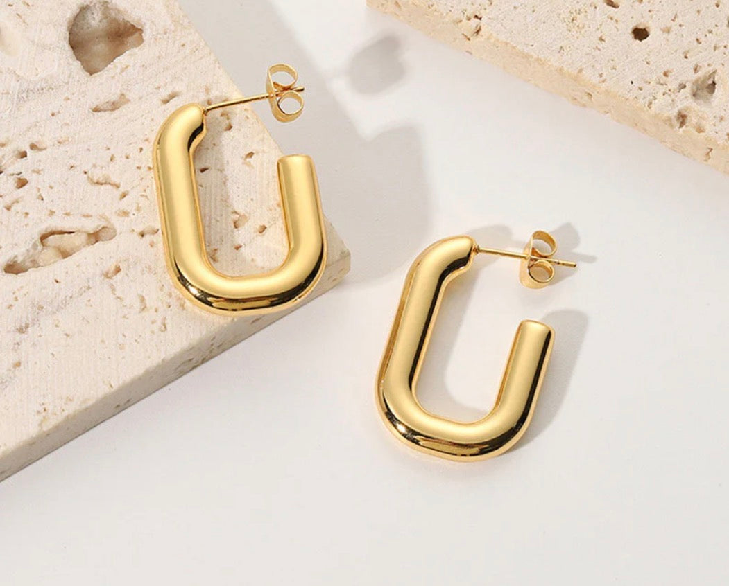 Anti Tarnish Geometrical Statement Hoop Earrings