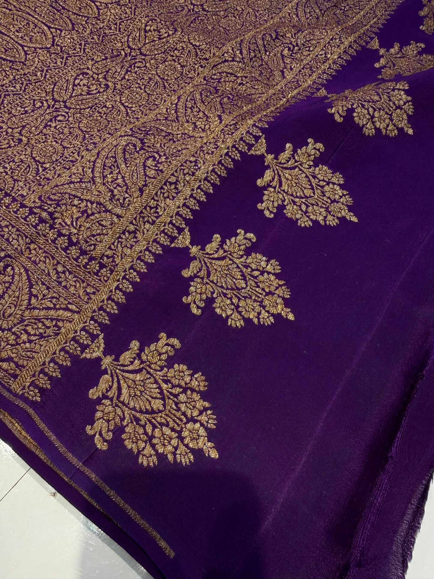 Purple pure crepe Banarasi saree(pure111)