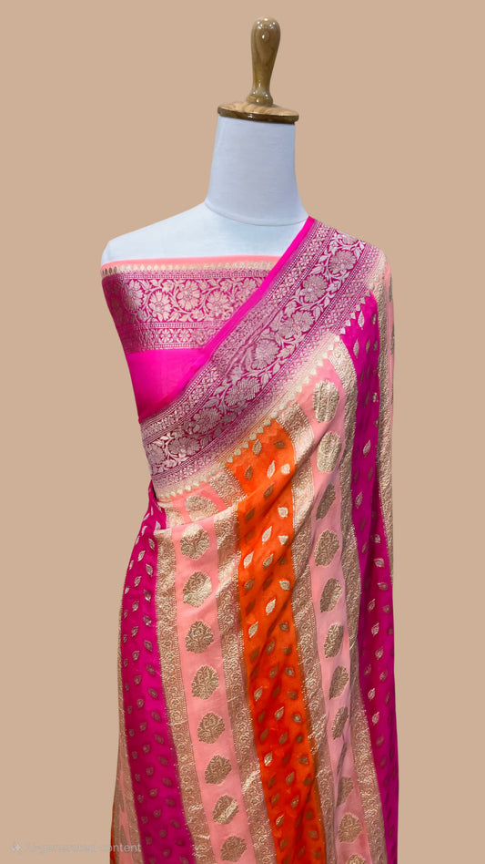 Pure khaddi georgette rankart banarasi saree