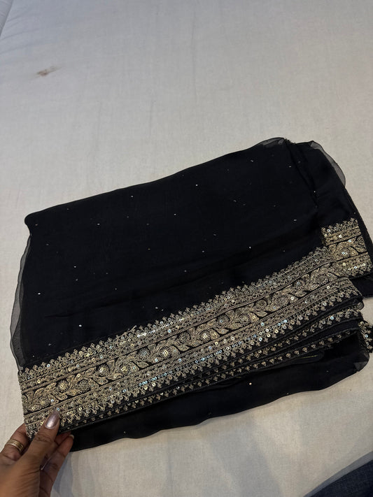 Black pure tissue Sabyasachi inspired saree