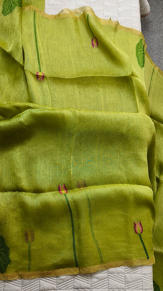 Pure linen by linen silk jamdani saree(SBSGLG05)