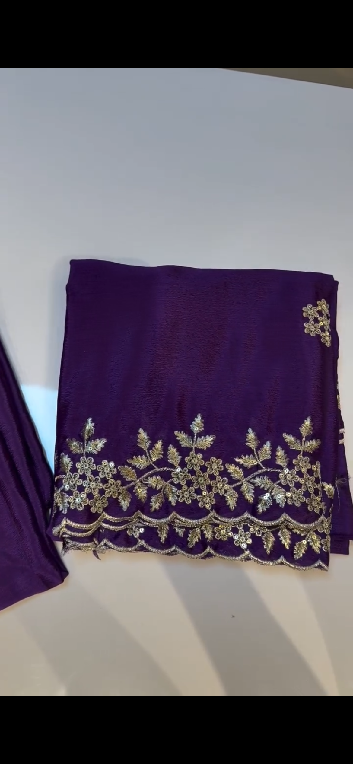 Purple embroidery soft chinnon saree