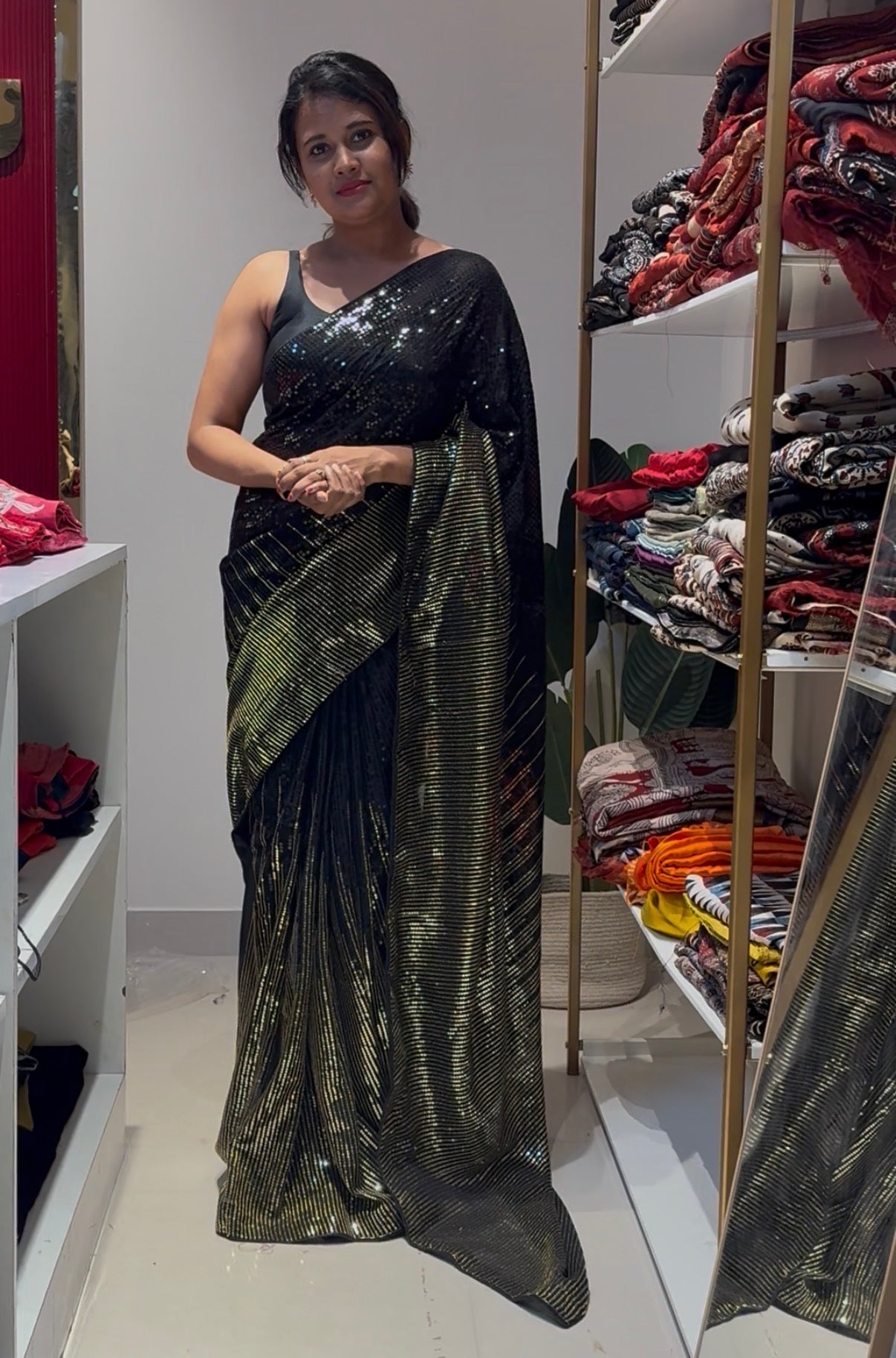 Black sequence designer saree