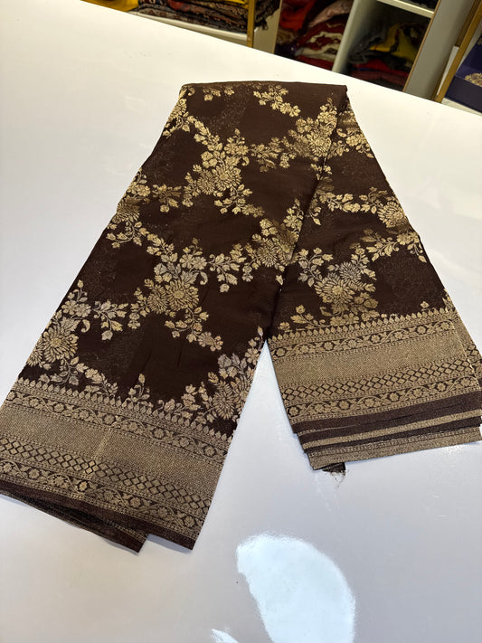 Dark Brown Georgette Saree (georgette2100)