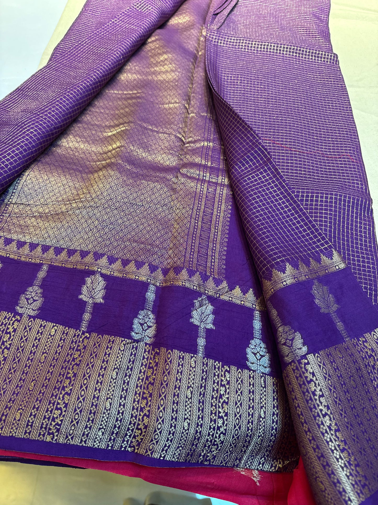 Purple with pink viscose georgette saree