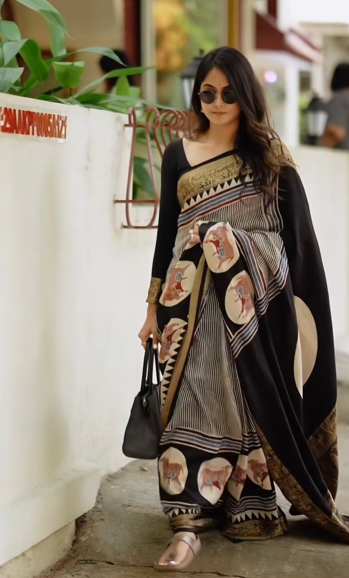 Mokshitha Dola Silk Saree with ajrakh hand block print