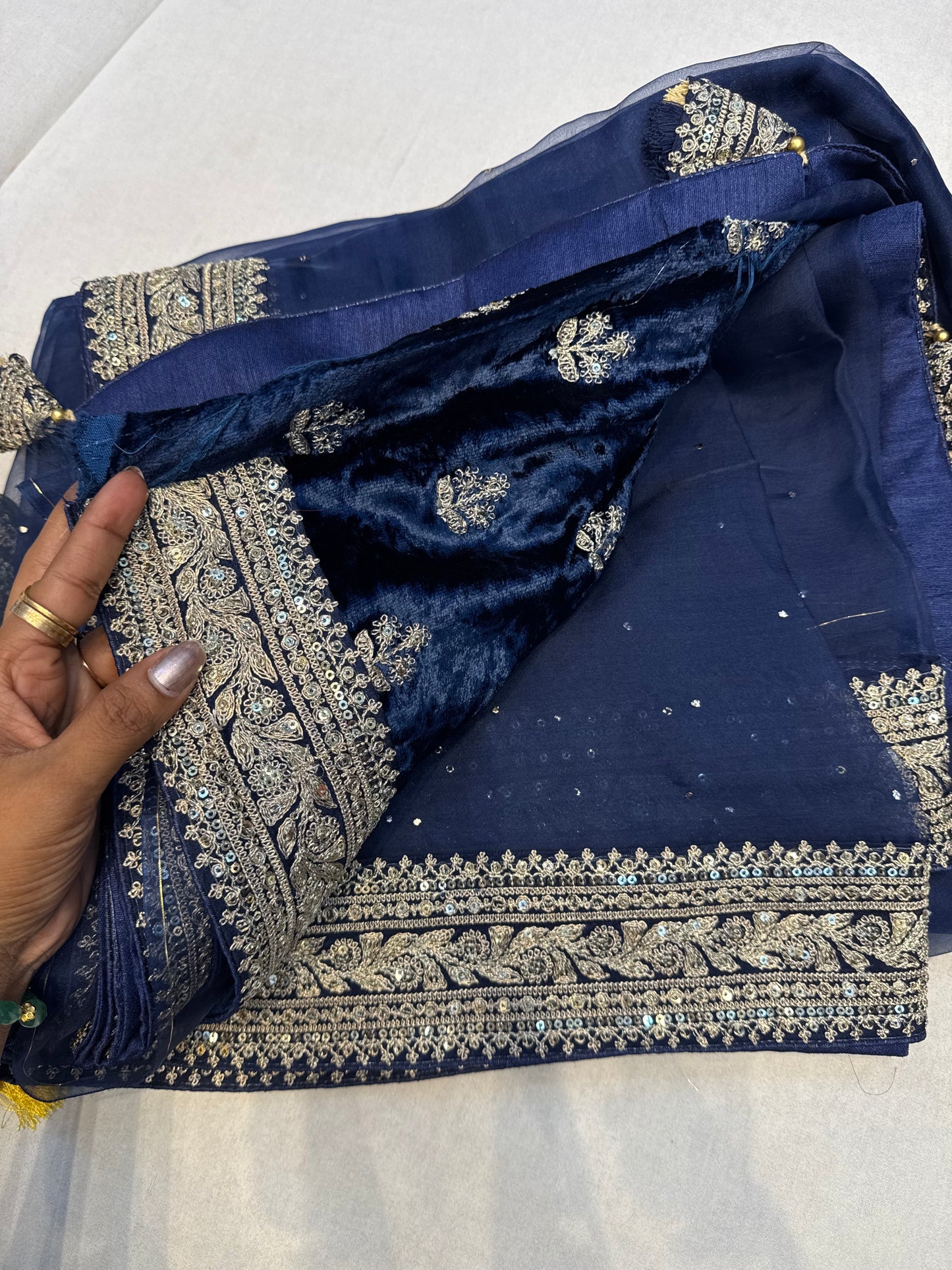 Navy Blue pure tissue Sabyasachi inspired saree