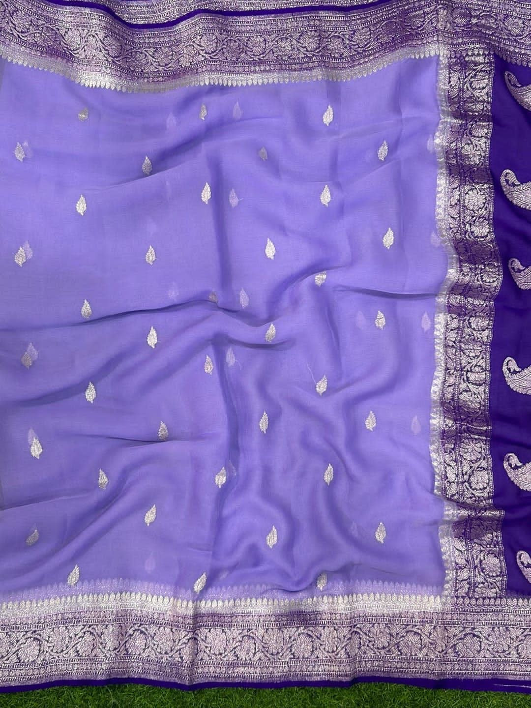 Levendor With Blue Pure chiffon Banarasi sarees