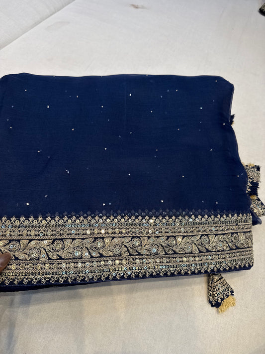 Navy Blue pure tissue Sabyasachi inspired saree