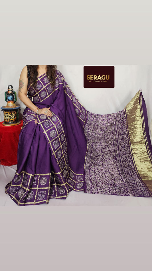 Purple Pure modal silk saree