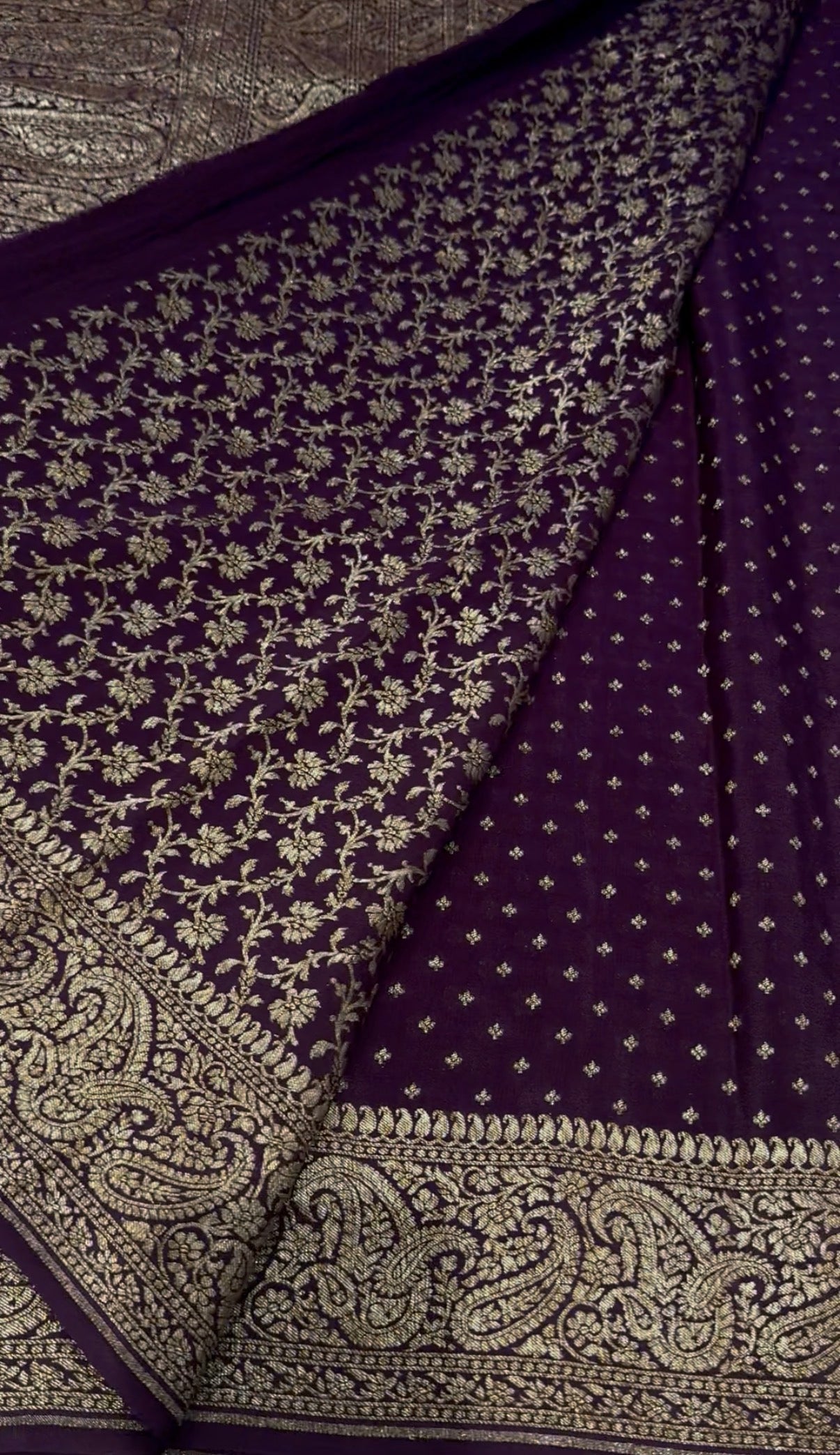 Brown pure crepe Banarasi saree(pure113)